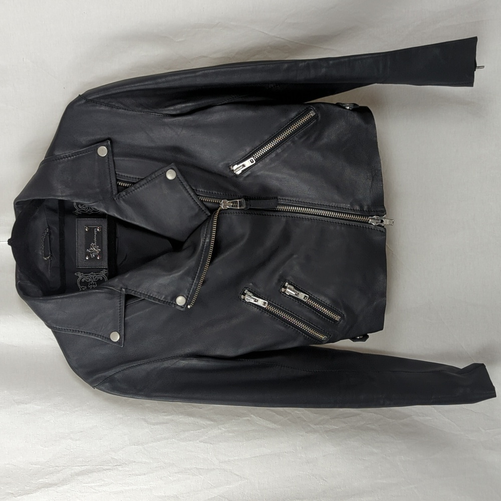 Mackage Women's Black Leather Biker Jacket - Picture 3 of 10